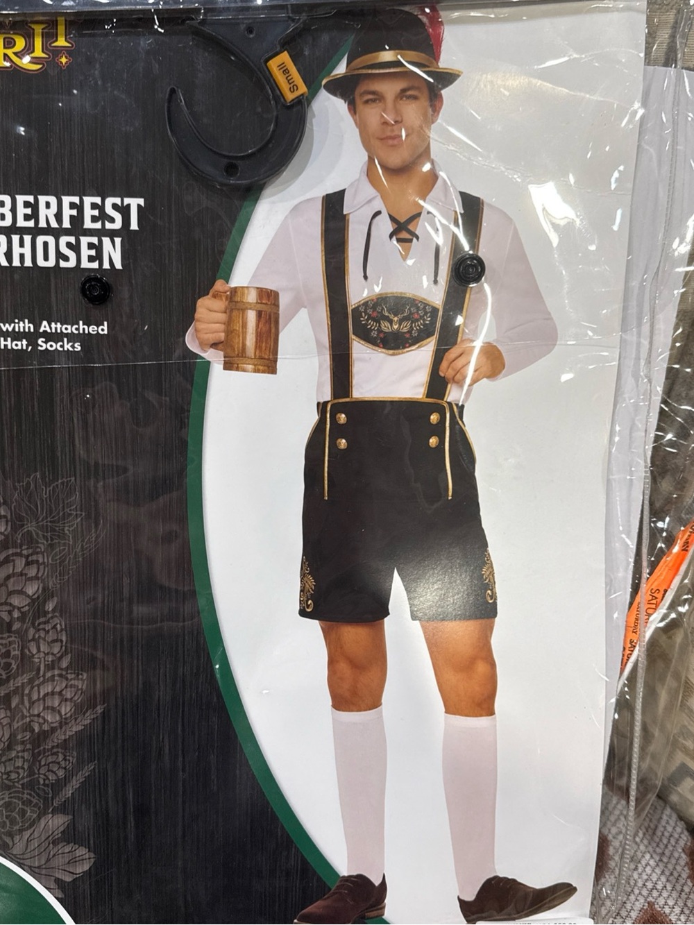 Spirit Halloween Lederhosen Men's Black Oktoberfest Shorts Suspenders Sz Adult S